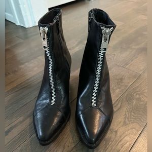 Jeffrey Campbell booties. Black leather with exposed zipper